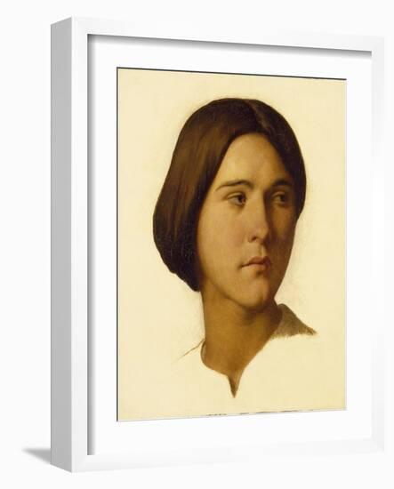 Head of a Young Woman Looking to Her Left, 19th Century-Hippolyte Flandrin-Framed Giclee Print