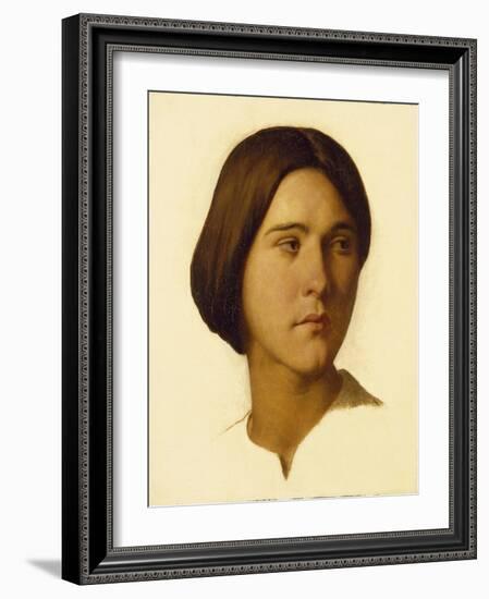 Head of a Young Woman Looking to Her Left, 19th Century-Hippolyte Flandrin-Framed Giclee Print