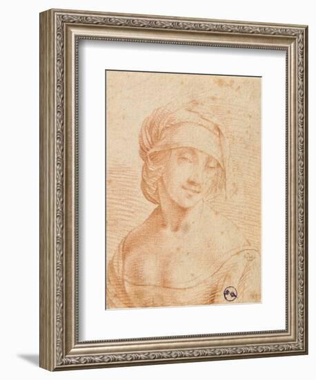 Head of a Young Woman-Leonardo da Vinci-Framed Art Print