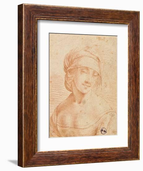 Head of a Young Woman-Leonardo da Vinci-Framed Art Print