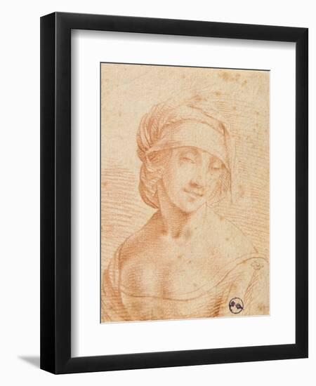 Head of a Young Woman-Leonardo da Vinci-Framed Art Print