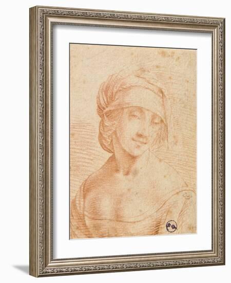 Head of a Young Woman-Leonardo da Vinci-Framed Art Print