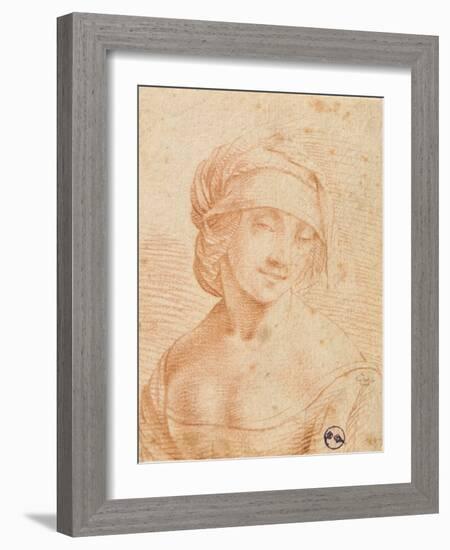 Head of a Young Woman-Leonardo da Vinci-Framed Art Print