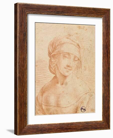 Head of a Young Woman-Leonardo da Vinci-Framed Art Print