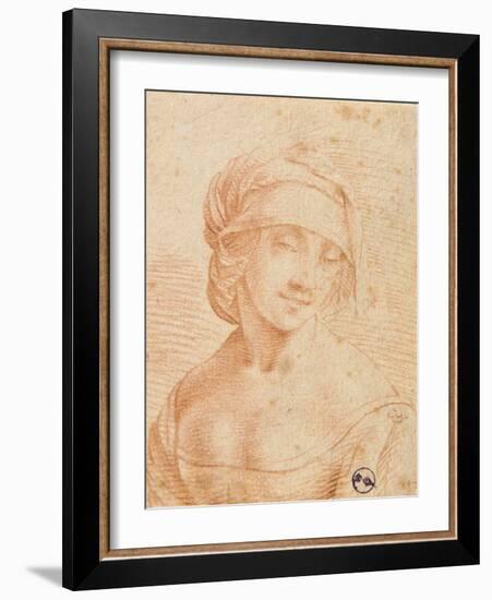 Head of a Young Woman-Leonardo da Vinci-Framed Art Print