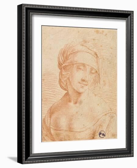 Head of a Young Woman-Leonardo da Vinci-Framed Art Print