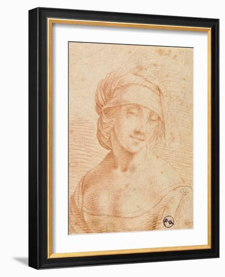 Head of a Young Woman-Leonardo da Vinci-Framed Art Print