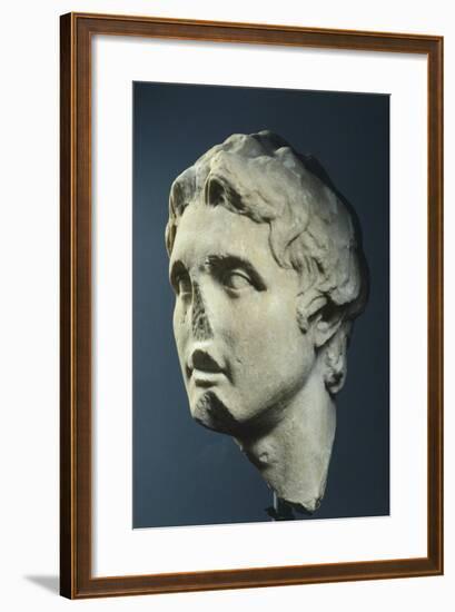 Head of Alexander, Copy from Augustan Age in Pentelic Marble from Hellenistic Original AD-null-Framed Giclee Print