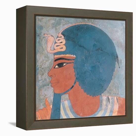 Head of Amenophis III from the Tomb of Onsou, 18th Dynasty, 1550-1295 BC (Mural)-null-Framed Premier Image Canvas