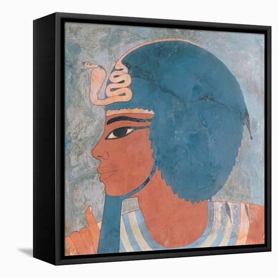 Head of Amenophis III from the Tomb of Onsou, 18th Dynasty, 1550-1295 BC (Mural)-null-Framed Premier Image Canvas