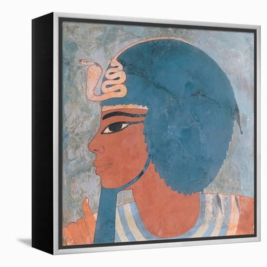 Head of Amenophis III from the Tomb of Onsou, 18th Dynasty, 1550-1295 BC (Mural)-null-Framed Premier Image Canvas