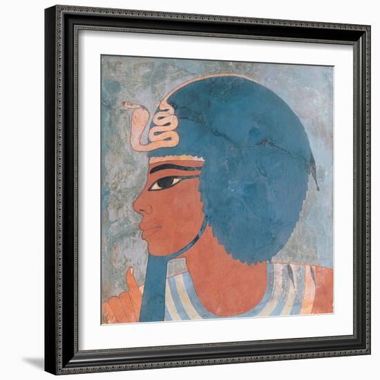 Head of Amenophis III from the Tomb of Onsou, 18th Dynasty, 1550-1295 BC (Mural)-null-Framed Giclee Print