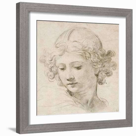 Head of an Angel, Looking Down to the Left-Pietro Da Cortona-Framed Giclee Print