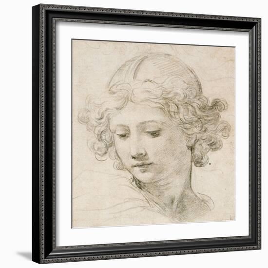 Head of an Angel, Looking Down to the Left-Pietro Da Cortona-Framed Giclee Print