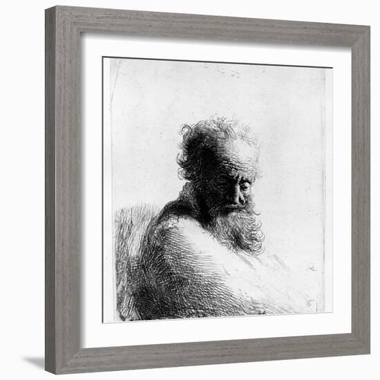 Head of an Old Man, 1631 (Etching)-Rembrandt van Rijn-Framed Giclee Print
