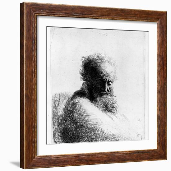 Head of an Old Man, 1631 (Etching)-Rembrandt van Rijn-Framed Giclee Print