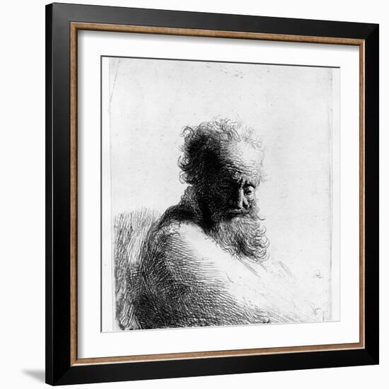 Head of an Old Man, 1631 (Etching)-Rembrandt van Rijn-Framed Giclee Print