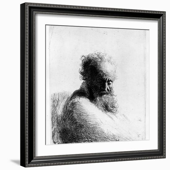 Head of an Old Man, 1631 (Etching)-Rembrandt van Rijn-Framed Giclee Print