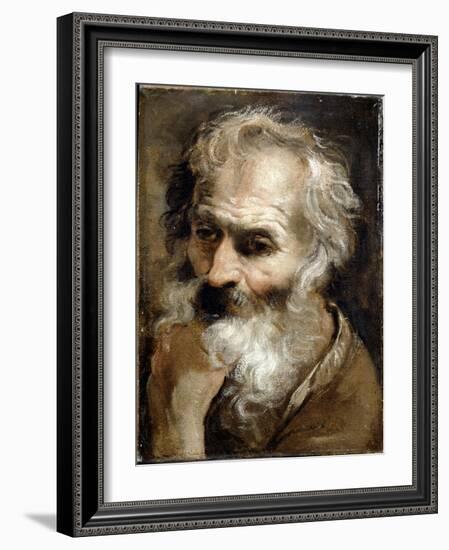 Head of an Old Man, C.1590-92-Annibale Carracci-Framed Giclee Print