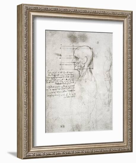 Head of an Old Man in Profile, Facsimile Copy-Leonardo da Vinci-Framed Giclee Print