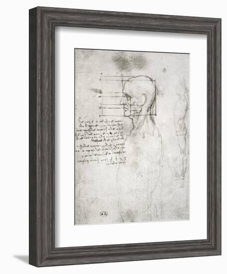 Head of an Old Man in Profile, Facsimile Copy-Leonardo da Vinci-Framed Giclee Print