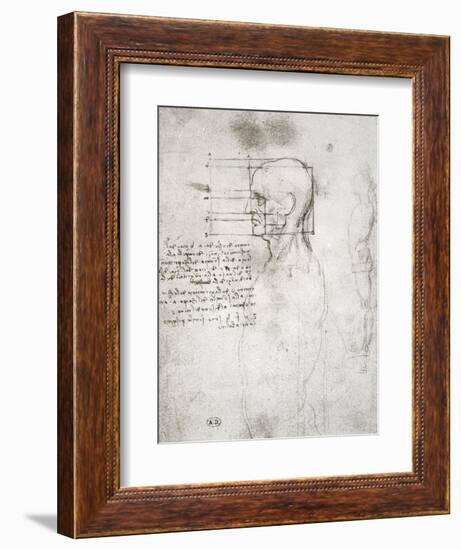 Head of an Old Man in Profile, Facsimile Copy-Leonardo da Vinci-Framed Giclee Print