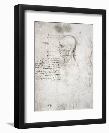 Head of an Old Man in Profile, Facsimile Copy-Leonardo da Vinci-Framed Giclee Print