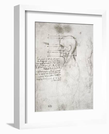 Head of an Old Man in Profile, Facsimile Copy-Leonardo da Vinci-Framed Giclee Print