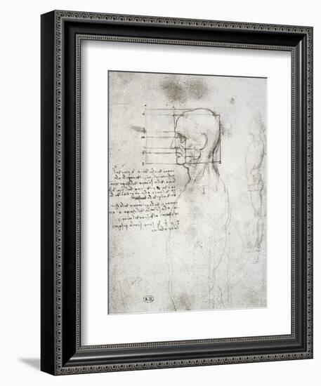 Head of an Old Man in Profile, Facsimile Copy-Leonardo da Vinci-Framed Giclee Print