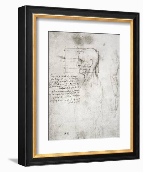 Head of an Old Man in Profile, Facsimile Copy-Leonardo da Vinci-Framed Giclee Print