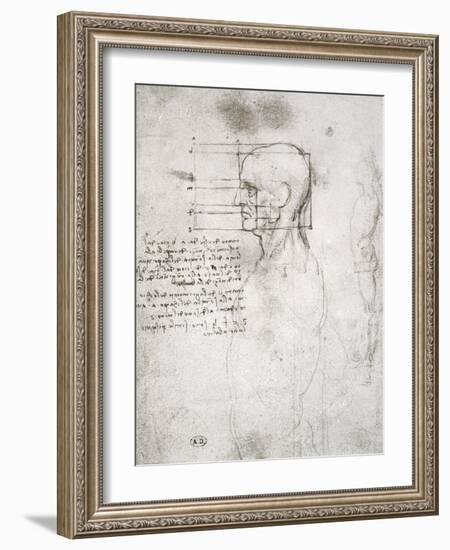 Head of an Old Man in Profile, Facsimile Copy-Leonardo da Vinci-Framed Giclee Print