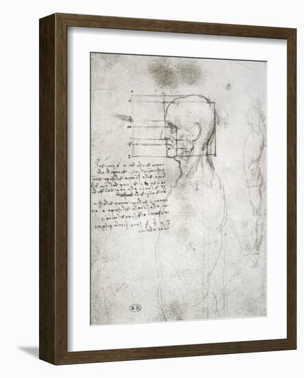 Head of an Old Man in Profile, Facsimile Copy-Leonardo da Vinci-Framed Giclee Print