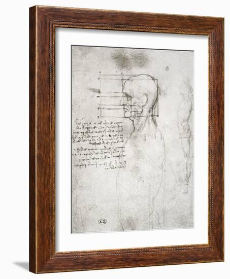 Head of an Old Man in Profile, Facsimile Copy-Leonardo da Vinci-Framed Giclee Print