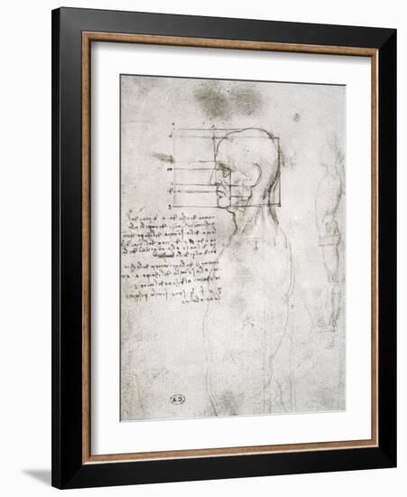 Head of an Old Man in Profile, Facsimile Copy-Leonardo da Vinci-Framed Giclee Print