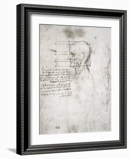 Head of an Old Man in Profile, Facsimile Copy-Leonardo da Vinci-Framed Giclee Print