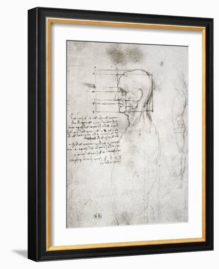 Head of an Old Man in Profile, Facsimile Copy-Leonardo da Vinci-Framed Giclee Print