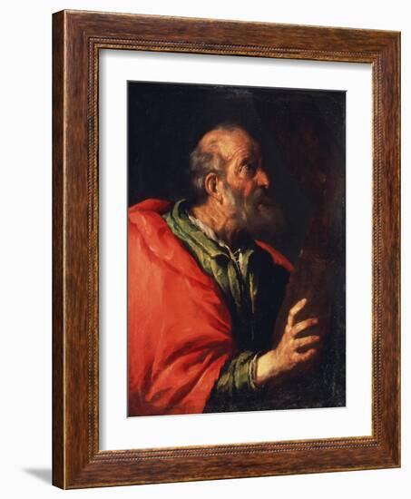 Head of an Old Man' (The Apostle Peter), 17th Century-Bernardo Strozzi-Framed Giclee Print