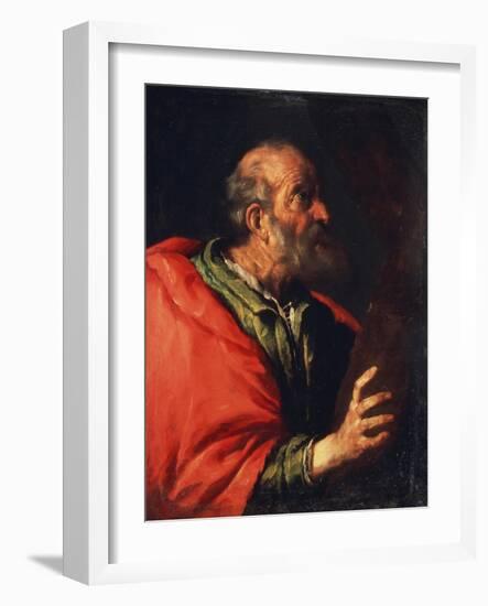 Head of an Old Man' (The Apostle Peter), 17th Century-Bernardo Strozzi-Framed Giclee Print