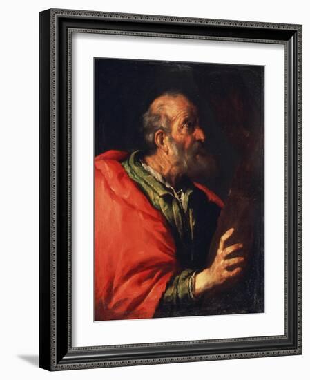 Head of an Old Man' (The Apostle Peter), 17th Century-Bernardo Strozzi-Framed Giclee Print