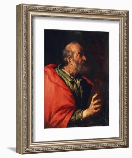 Head of an Old Man' (The Apostle Peter), 17th Century-Bernardo Strozzi-Framed Giclee Print