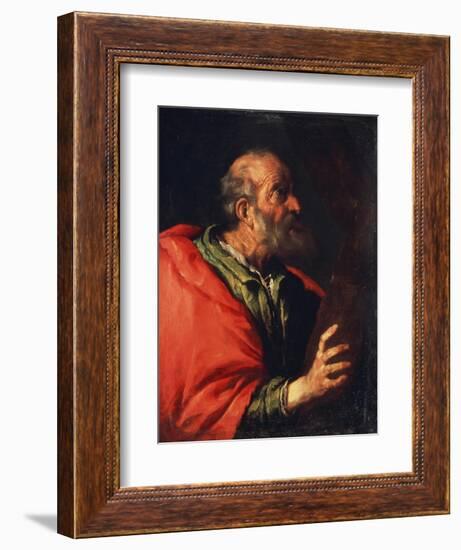 Head of an Old Man' (The Apostle Peter), 17th Century-Bernardo Strozzi-Framed Giclee Print