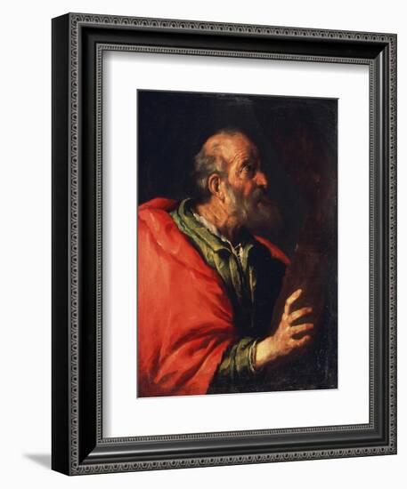 Head of an Old Man' (The Apostle Peter), 17th Century-Bernardo Strozzi-Framed Giclee Print