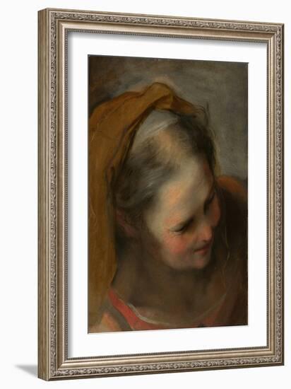 Head of an Old Woman Looking to Lower right (Saint Elizabeth), 1584-86 (Oil on Paper)-Federico Fiori Barocci or Baroccio-Framed Giclee Print