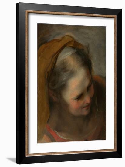 Head of an Old Woman Looking to Lower right (Saint Elizabeth), 1584-86 (Oil on Paper)-Federico Fiori Barocci or Baroccio-Framed Giclee Print