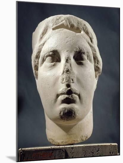 Head of Athena Sculpture Unearthed in Apulia, Italy, Magna Graecia, 5th Century BC-null-Mounted Giclee Print