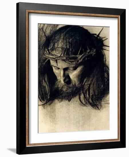 Head of Christ, circa 1890-Franz von Stuck-Framed Giclee Print