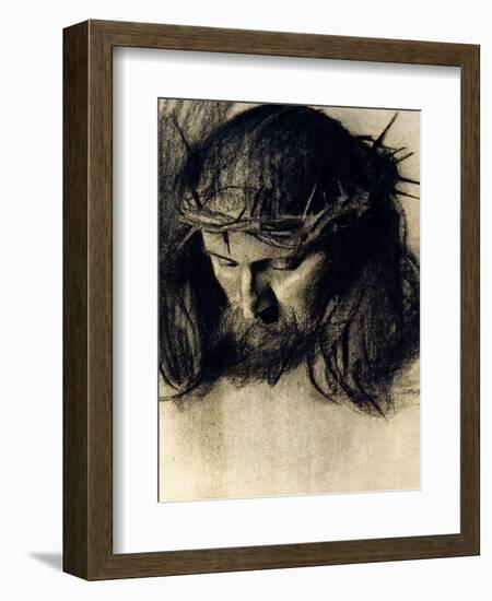 Head of Christ, circa 1890-Franz von Stuck-Framed Premium Giclee Print