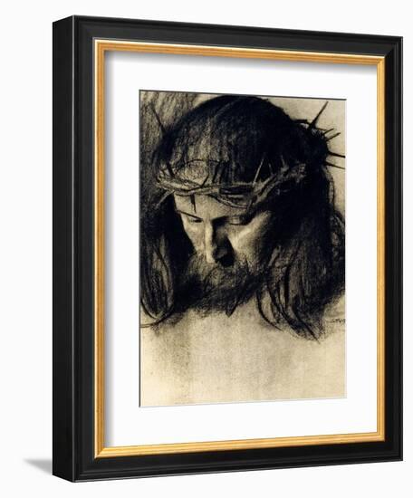 Head of Christ, circa 1890-Franz von Stuck-Framed Premium Giclee Print