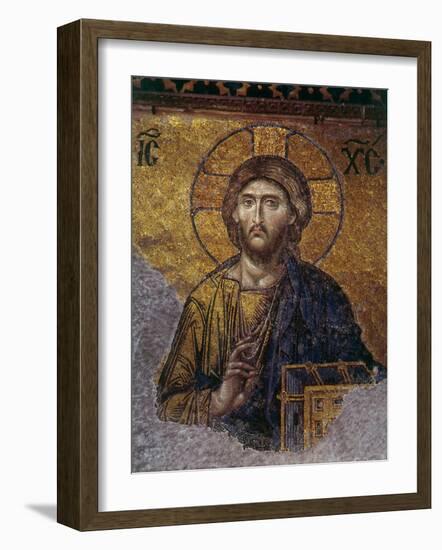 Head of Christ, Mosaic from Apse at Haghia Sophia Istanbul, 12th century AD-null-Framed Premium Photographic Print