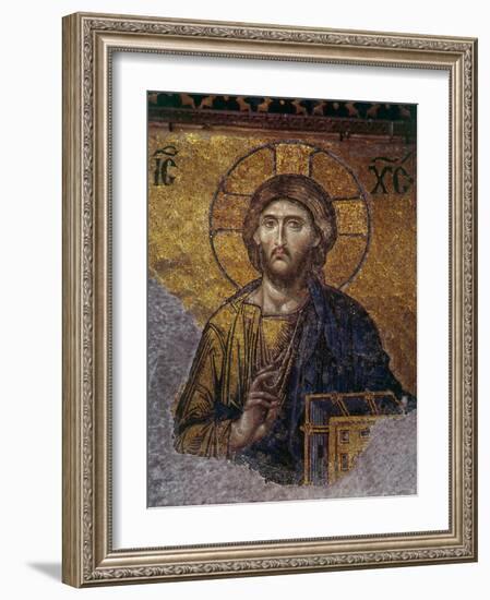 Head of Christ, Mosaic from Apse at Haghia Sophia Istanbul, 12th century AD-null-Framed Photographic Print